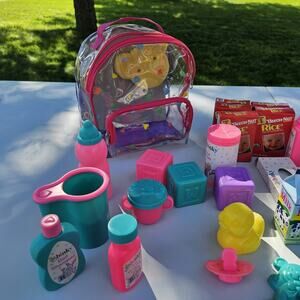 Vintage Binky Backpack Doll Feed And Care Set Dolly Feeding